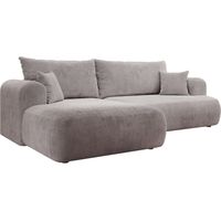 Selsey Ovo Cord – Ecksofa Schlaffunktion, Bettkasten, Cordstoff, links, Hellgrau