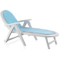 Lettino da spiaggia Cayman 84x74x19 cm con cuscino bianco