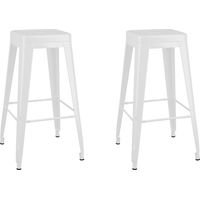 Set di 2 sgabelli da bar impilabili dal design industriale in metallo bianco DEC029588