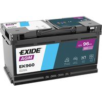 Exide – Batterie AGM 12V 96Ah 850A – Dimensions 353x175x190mm – Polarité Plus à droite – Pour voiture et moto