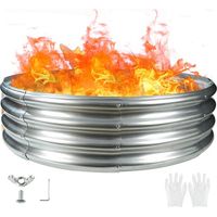 4FT Diameter Camp Fire Ring Pit, Large Round Galvanized Steel Fire Pit, Heavy Duty Steel Fire Pit Silver for Backyard, Camping, Bonfire (4x4x1FT)
