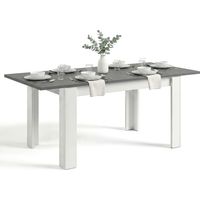 Mesa de comedor extensible 140-190x90 cm Sira Blanco Artik (Blanco Mate) - Gris Grafito 90cm (ancho) x 78cm (alto)