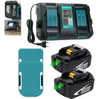 2 Stück BL1850B Ersatzakku für Makita 18V Akku 5,0Ah Li-lon Ersatzaccu mit Doppel-SchnellLadegerät DC18RD, für Makita 18Volt BL1860B BL1850B BL1850 BL1840B BL1840 BL1830B BL1830 BL1835 BL1845 BL1815