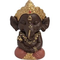Ganesh 2 - Portafortuna, decorazione Zen e Feng Shui, per creare un'atmosfera rilassante e spirituale, idea regalo, altezza: 11,5 cm, colore: verde e marrone - Zen'Light