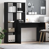 Vidaxl – Bureau droit avec étagères en bois d'ingénierie noir 138,5 x 55 x 143 cm – Surface résistante aux griffures – Design moderne pour intérieur