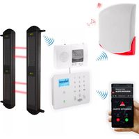 Ultra Secure – Kit complet 4 barrières infrarouges 2B – Portée 900m – Alerte GSM appel/SMS – Sirène sans-fil 120 dB – Énergie solaire