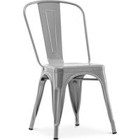 Chaise de salle à manger en acier – Design industriel – Finition brillante – Capacité 150kg – Dimensions 44x47x85.5cm – Stylix gris clair – Tolix Style
