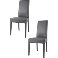 Tommychairs 2 Glory chairs in beech, dark grey faux leather seat