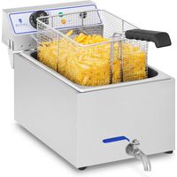 Royal Catering – Friteuse professionnelle 17L 3000W avec robinet – Acier inoxydable – Zone froide pour sécurité – Idéale pour fritures de poisson et viande
