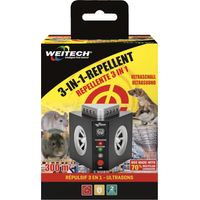 Weitech 3in1 Ultraschall Vertreiber - wirkt gegen alle Nagetiere wie z.B. Mäuse, Ratten, Marder