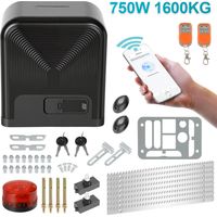 Jiubiaz 750W Motorisation de portail Coulissant, Ouvre Portail Automatique Ouvre-Porte avec 2 Télécommandes et Contrôle APP, Moteur Portail Électrique