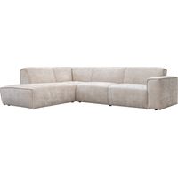 Mobilier Deco – Canapé d'angle en tissu beige – Angle gauche – Assise moelleuse – Dossier rembourré – Longueur 222 cm pour salons modernes