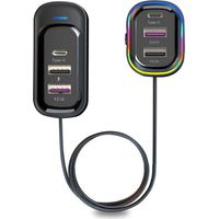 SJLERST Chargeur USB pour voiture, dispositif de recharge multifonctionnel pour mobile 66 W + 15 W, recharge rapide, 6 ports de recharge, adapté aux voitures 12-24 V
