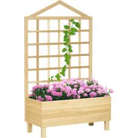 Jardinière extérieure en bois de sapin avec treillis et trous de drainage, 90x43x150 cm