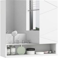 Armoire murale de salle de bain avec miroir et 2 portes, 55 x 17 x 55 cm, blanche