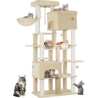 Arbre à chat XXL 200 cm – 10 griffoirs sisal – 2 plateformes géantes – 2 niches spacieuses pour grands chats