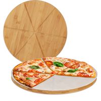 Planche a pizza en bambou 2 pcs avec papier sulfurise