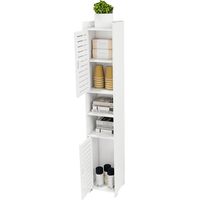 Badezimmerschrank, 117 cm Hochschrank, Aufbewahrungsschrank mit 2 Einlegeböden und 2 Türen, Weiß