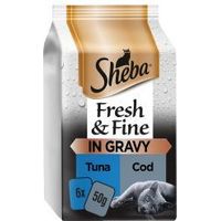 Sheba Fresh & Fine Wet Cat Food Pouches Tuna & Cod in Gravy - 748236