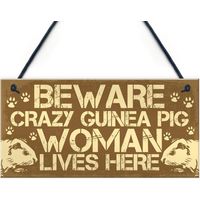 Guinea Pig Sign Accessories Gift For Women Novelty Animal Pet Gifts Cage Hutch Sign Home Door Plaque