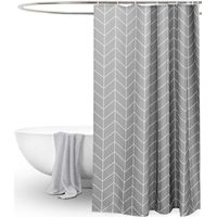 Rideau de douche motif géométrique gris rideau de bain lavable hydrofuge anti-moisissure avec crochets (180x180cm), Ensoleillé