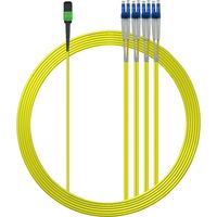 Elfcam Câble Fibre MPO/APC à LC/UPC 8 Fibres 15M Monomode Type B - 3.0mm LSZH OS2 9/125 μm Sans Pin, Compatible 40G/100G/200G/400G/800G/1.6T