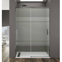 GME BASIC Mampara Frontal Ducha Corredera 1F+1C Titanio Vidrio Decorado - Medida: 160-165 cm - ref: FBTT165S