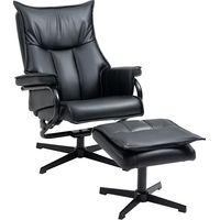 Fauteuil pivotant inclinable – Repose-pieds, simili cuir, acier, noir