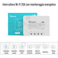 Interruttore 25A contatore energia Wireless per controllo remoto luci domotica con Alexa Google home smartphone SONOFF POW R3