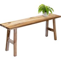 Teakholz Blumenbank natur rechteckig - 100 x 42 cm - Massivholz Deko Hocker Landhaus rustikal - Echtholz Pflanzenständer