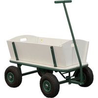 Sunny Billy Chariot De Jardin, Bois - Vert - 94X61X97Cm/100 Kilos Max 4 Roues