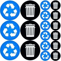 lot d'autocollants de tri sélectif pour poubelles - Panneaux de tri sélectif - Autocollants pour poubelles de recyclage-12.5X12.5X0.1CM