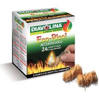 Briquet Diavolina e'co-boucle' paquet de 24 spirales en bois et cire naturelle pour chemine'es grills et poeles
