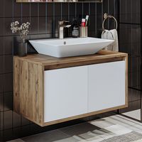 Roomart ATLANTIC-85 Bad-Set 2-tlg 85 cm breit, Weiß-Eiche