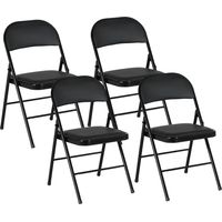 Sillas Plegables Acolchadas Respaldo Acero 4 Unidades 45x46x78 cm Noir