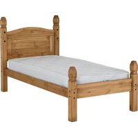 Corona 3 Feet Bed Low Foot End - L206.5 x W101.5 x H117 cm - Distressed Waxed Pine