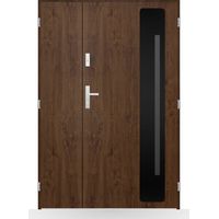 Porte d'entrée double Sixtine - 130-140-150x208cm - Couleur: Noyer - Poussant: Gauche - Dimensions: 100x40