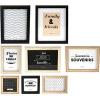 The Home Deco Factory – Lot de 8 cadres photos personnalisables en bois – Noir, blanc, marron – Pour décoration murale – Dimensions adaptées pour photos 10x15cm