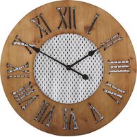 Orologio da Parete Rustico in Legno Scuro con Numeri Neri ø 60 cm Cuilco