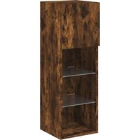 Mueble TV multimedia Estante para TV buffet de televisión comedor salón dormitorio con luces LED roble ahumado 30,5 x 30 x 90 cm marrón 020026739