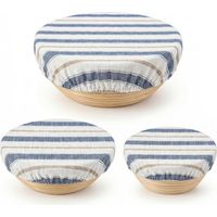 Set of 3 Beautiful Linen Cotton Blend Bread Bowl Covers, Elastic Liners for Sourdough Baking, Fits Your Bowls 8" to 12" - Durable Fabric Covers