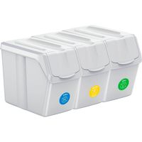 Set de 3 cubos de basura KEDEN SORTIBOX para reciclado, gris ceniza, volumen 3x20L