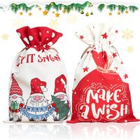 Sac à cordon de Noël, sac cadeau de Noël, sac cadeau de Noël avec cordon de serrage, 30 x 50 cm, sac de rangement cadeau réutilisable et sac de bonbons de Noël