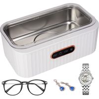 Limpiador ultrasónico, limpiador ultrasónico de gafas de 45 kHz con 4 modos, limpiador ultrasónico de 400 ml, limpiador ultrasónico de joyas de acero inoxidable para gafas, anillos, relojes y dentadur