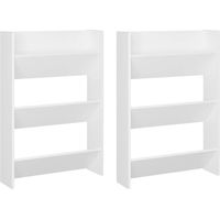 INLIFE Armoires à chaussures murales 2 pcs Blanc 60x18x90 cm Aggloméré