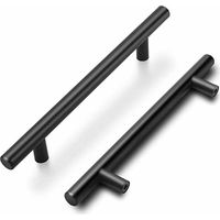 Set of 15 Kitchen Cabinet Handles 160mm Black Kitchen Door Handles Black Cabinet Handles Kitchen Handles 160mm Center Distance with Matte Finish in Stainless Steel,
