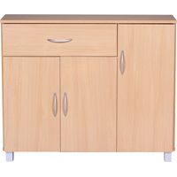 Buffet 3 portes 1 tiroir 90x30x75 cm décor chêne - ROMARIC