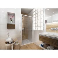 Paroi de douche fixe pour porte ANCOSWING en verre transparent 4mm, 90x190 cm, profil argent