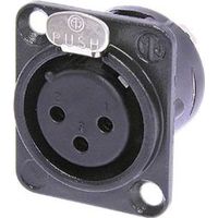 Neutrik - Conector XLR CHASIS Hembra - 3 Pines - CONTACTOS Dorados - Carcasa Negra - Formato 'D'