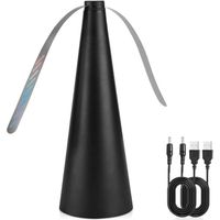 Ventilateur anti-mouches de table, USB rechargeable portable, répulsif alimentaire pour restaurants, pique-nique, barbecue, camping (Noir)